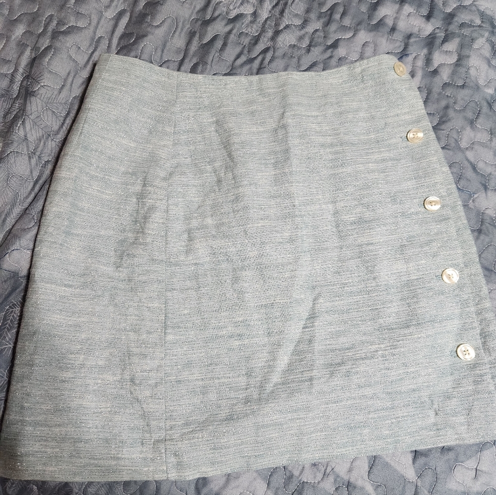 Womens Elegant Light Ice Blue Button Skirt - Picture 1 of 12